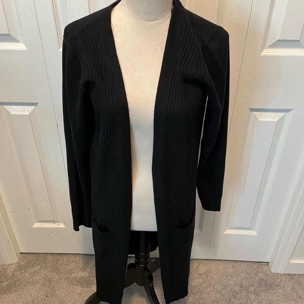 Papillon size L Black Open Front Cardigan duster